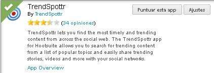 Trendspottr, una app para Hootsuite